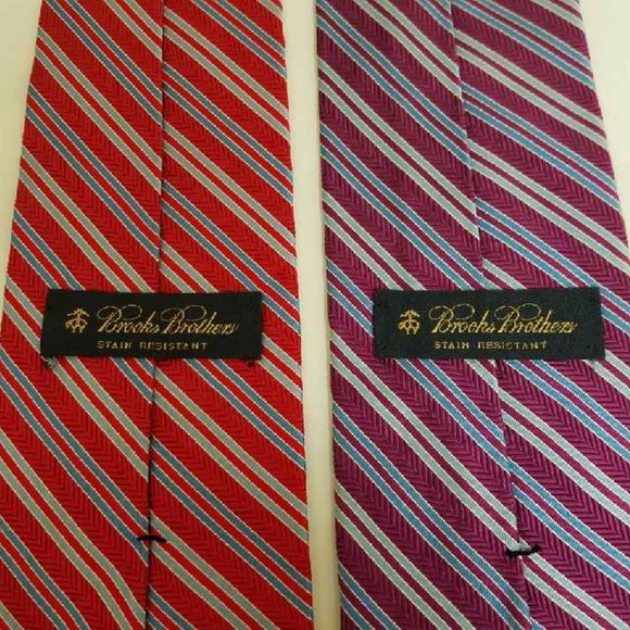 TWO Brooks Brothers Stain Resistant 100% Silk Striped Ties EUC - Picture 2 of 3